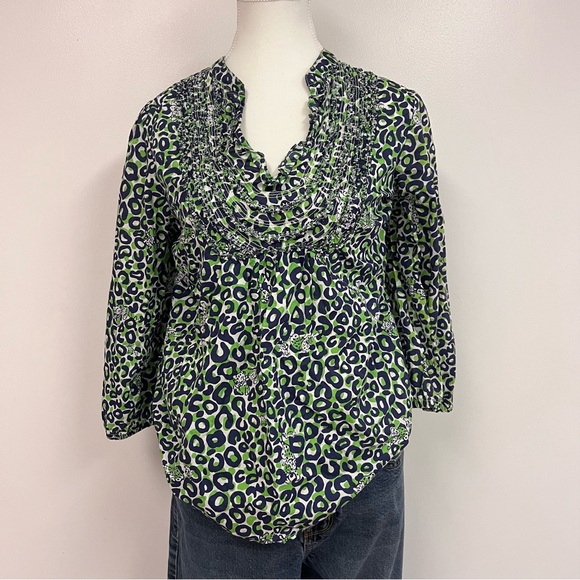 Lilly Pulitzer Vivi Peasant Top Thrill of the Chaise Cameo White Size SMALL - Picture 2 of 7